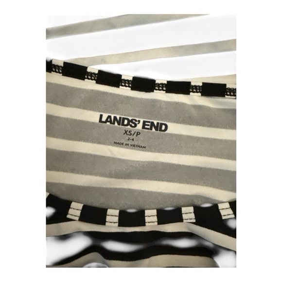 Lands' End Black and White Striped Swim shirt with Floral Accents Size XS - Picture 3 of 4